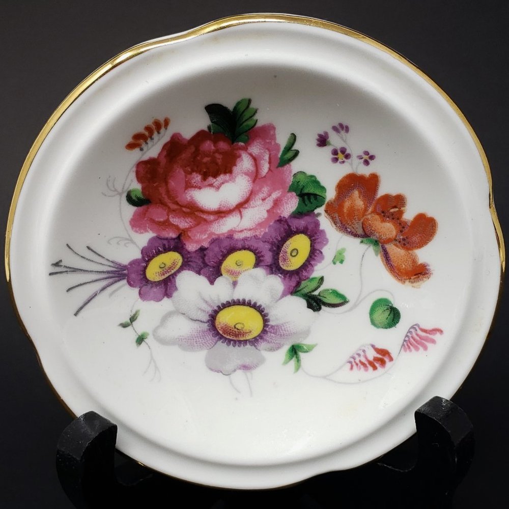 2 Vintage Pin Dishes Summer Flowers Teabag Holders